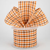 2.5"x10yd Woven Gingham Check, Orange/Brown/Ivory  B13