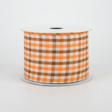 2.5"x10yd Woven Gingham Check, Orange/Brown/Ivory  B13