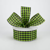 1.5"x10yd Woven Gingham Check, Lime Green/Black  FF12