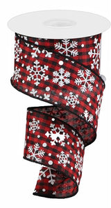 2.5"x10yd Falling Snow w/Check, Red/Black/White  B22