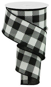 2.5"x10yd Large Striped Check On Royal Burlap, Black/White  FF40D