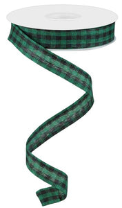 5/8"x10yd Gingham Check, Emerald Green/Black  FB9