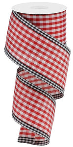 2.5"x10yd Gingham Check w/Gingham Edge, Red/Black/White O46