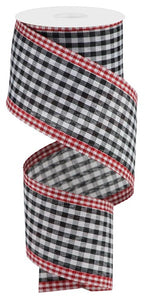 2.5"x10yd Royal Burlap Gingham Edge, Black/White/Red  OC3