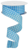 1.5"x10yd Glitter On Woven Gingham Check, Blue/White  M24