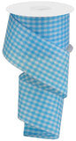 2.5"x10yd Glitter On Woven Gingham Check, Blue/White  M32