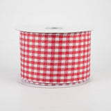 2.5"x10yd Glitter On Woven Gingham Check, Red/White  M23