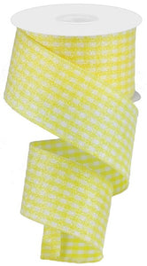 2.5"x10yd Glitter On Woven Gingham Check, Yellow/White  M26