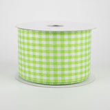 2.5"x10yd Glitter On Woven Gingham Check, Lime/White  M18