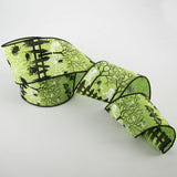 2.5"x10yd Halloween On Royal Burlap, Lime Green/Black/White  OC23D