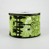 2.5"x10yd Halloween On Royal Burlap, Lime Green/Black/White  OC23D
