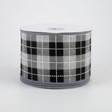 2.5"x10yd Printed Woven Check On Royal Burlap, Light Grey/Black/White  FF10