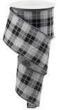 2.5"x10yd Printed Woven Check On Royal Burlap, Light Grey/Black/White  FF10