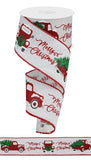 2.5"x10yd Merry Christmas w/Truck On Royal, White/Red/Green/Black S13