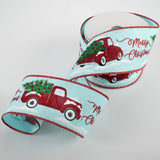 2.5"x10yd Merry Christmas w/Truck On Royal, Ice Blue/Red/Green/Black  S13