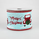 2.5"x10yd Merry Christmas w/Truck On Royal, Ice Blue/Red/Green/Black  S13