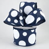2.5"x10yd Giant Three Size Dots On Fabric, Navy Blue/White  B38