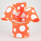 2.5"x10yd Giant Three Size Dots On Fabric, Dark Orange/White  MA89
