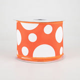 2.5"x10yd Giant Three Size Dots On Fabric, Dark Orange/White  MA89