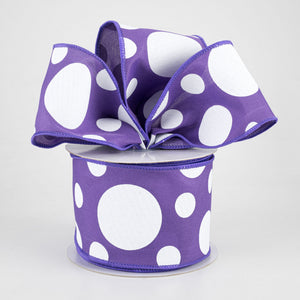 2.5"x10yd Giant Three Size Dots On Fabric, Purple/White  MA93