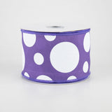2.5"x10yd Giant Three Size Dots On Fabric, Purple/White  MA93