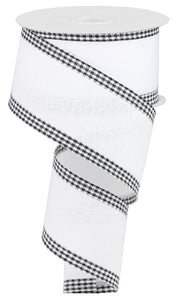 2.5"x100ft. Royal Burlap Gingham Edge, White/Black  WL50