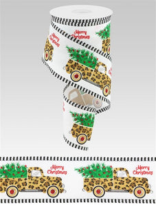 2.5"X10yd Leopard Truck W/Tree/Stripe, White/Dark Gold/Brown/Black/Green  J82