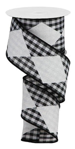 2.5"x10yd Bold Harlequin On Check, Black/White  S26D
