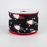 2.5"x10yd Christmas Gnomes On Royal Burlap, Black/Red/White  OC29