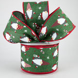 2.5"x10yd Christmas Gnomes On Royal Burlap, Emerald Green/Red/White  N22