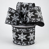 2.5"x10yd Snowflakes On Check, Black/White  OC31