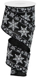 2.5"x10yd Snowflakes On Check, Black/White  OC31