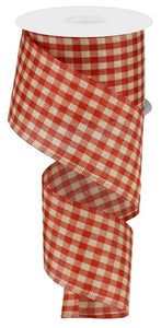 2.5"x10yd Gingham Check, Brick/Ivory  MA51