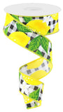 1.5"x10yd Lemon w/Check, White/Yellow/Black/Green  B48