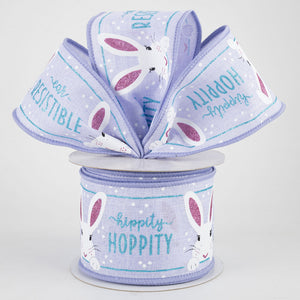 2.5"x10yd Peeking Bunny On Royal, Light Lavender/Robin Egg Blue/Pink/White  O12