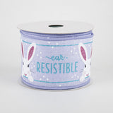 2.5"x10yd Peeking Bunny On Royal, Light Lavender/Robin Egg Blue/Pink/White  O12