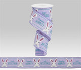 2.5"x10yd Peeking Bunny On Royal, Light Lavender/Robin Egg Blue/Pink/White  O12