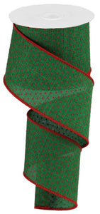 2.5"x10yd Swiss Dots On Royal Burlap, Emerald Green/Red  AP6