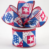 2.5"x10yd Patriotic Patchwork On Royal, White/Red/Blue  MY61