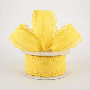 1.5"x10yd Royal Burlap Scalloped Edge, Yellow  BT6