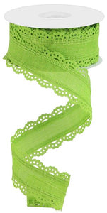 1.5"x10yd Royal Burlap Scalloped Edge, Lime Green  OC27