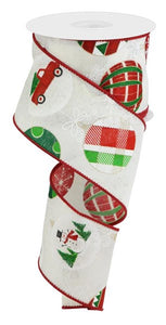 2.5"x10yd Hanging Christmas Ornaments, Ivory/Red/Emerald Green/Black/White/Gold  B87