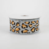 1.5"x10yd Metallic Animal Print On Royal Burlap, Light Grey/Black/Rust/Gold  B112