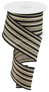 2.5"x10yd Vertical Stripe On Royal Burlap, Light Beige/Black  MY2D