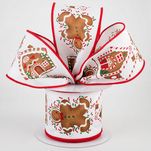 2.5"x10yd Gingerbread Man w/House, White/Brown/Red/Green  FF27