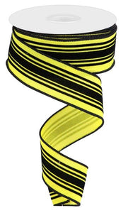 1.5"x10yd Velvet Vertical Lines, Sun Yellow/Black  B6