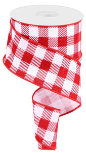 2.5"x10yd Glitter Velvet Check, White/Red  J42