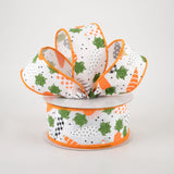 1.5"x10yd Patterned Carrots On Faux Royal Burlap, White/Orange/Green/Black/White  FF72