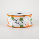 1.5"x10yd Patterned Carrots On Faux Royal Burlap, White/Orange/Green/Black/White  FF72