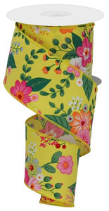 2.5"x10yd Graphic Florals, Yellow/Pink/Orange/Green/Blue  FF16